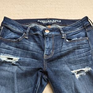 American Eagle Outfitters Stylish Blue Distressed Jeans